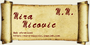 Mira Mićović vizit kartica